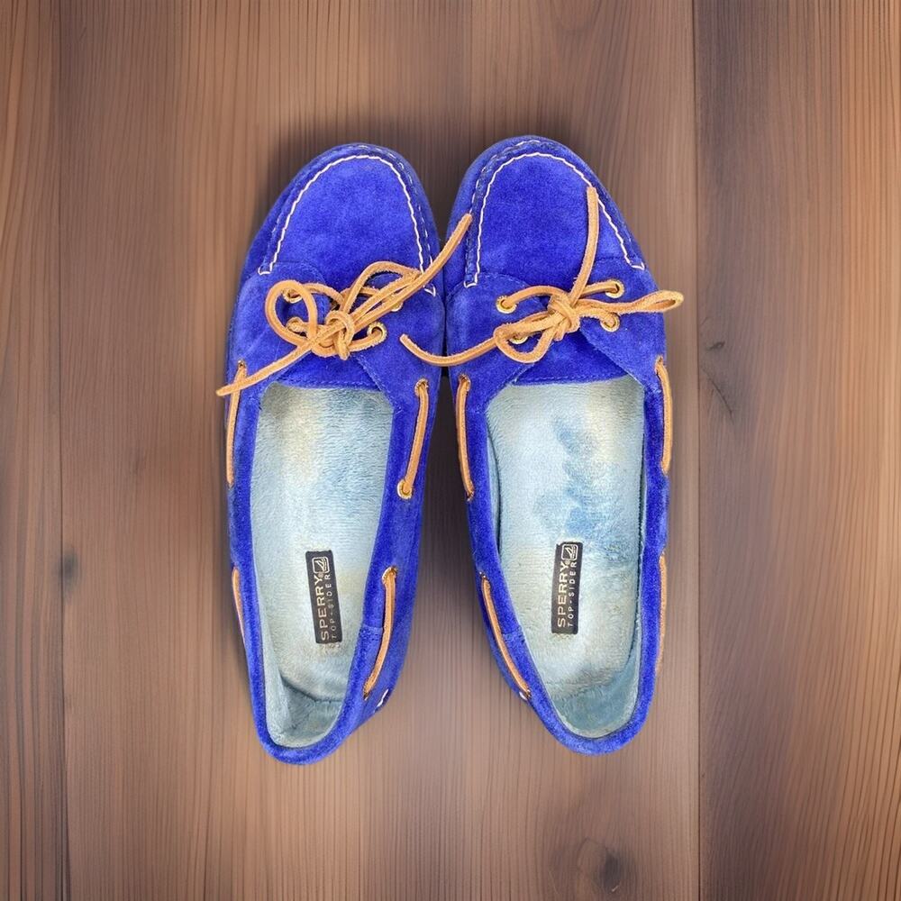 Sperry Women’s Blue Suede Loafer Size 9 Driving Shoes Flats Cobalt Light Blue